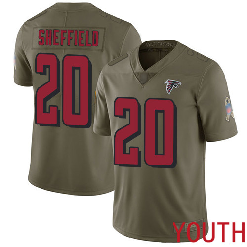 Atlanta Falcons Limited Olive Youth Kendall Sheffield Jersey NFL Football #20 2017 Salute to Service